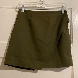 Tobi Forest Green Asymmetrical Layered Wrap Stretchy Tulip Skirt